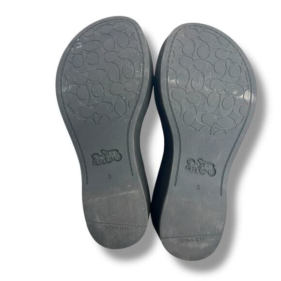 Coach black & white Platform Flip Flops Size 5 Sculpted C Chunky Y2K Sandals - Picture 6 of 12